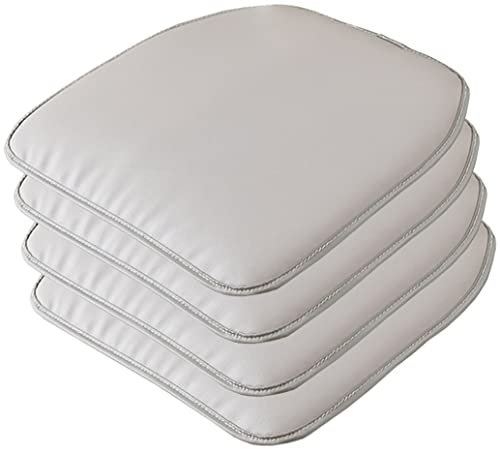 LinFortune Stuhlkissen Leder Küchenstuhlkissen Form Sitzkissen und Esszimmerstuhlpolster 43 x 40 cm rutschfeste Gummirückseite 1/2/4 Packungen (Farbe: Grau 3 Größe: 4er Set)