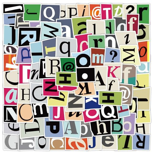 YONEEKSS 100Pcs Doodle Letter Stickers, DIY Alphabet Scrapbook Stickers Self Adhesive Multi Colour Decoration Stickers Set for Sign, Mailboxes, Travel Case, Laptop, Planners, Calendars, Scrapbook