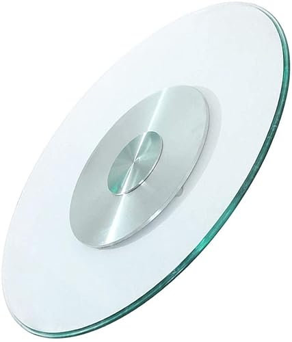 HanDpi 24-47in/60-120cm Glass Lazy Susan Turntable For Dining Table, 360° Rotating Swivel Tray, Large Serving Plate (60cm/24″)