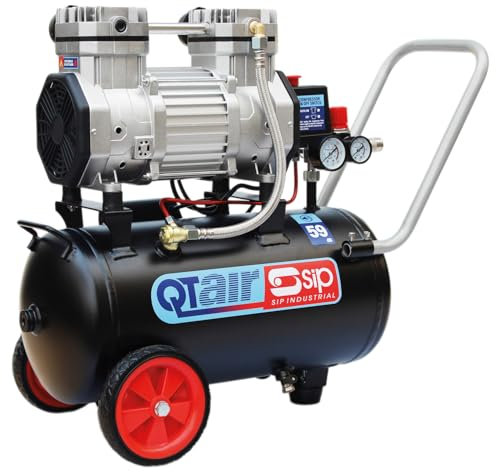 SIP QT Air Compressor Ultra Low Noise Oil-Free Direct Drive, 230V 24L 1.5hp 1.1kW 116psi 8 Bar 8CFM