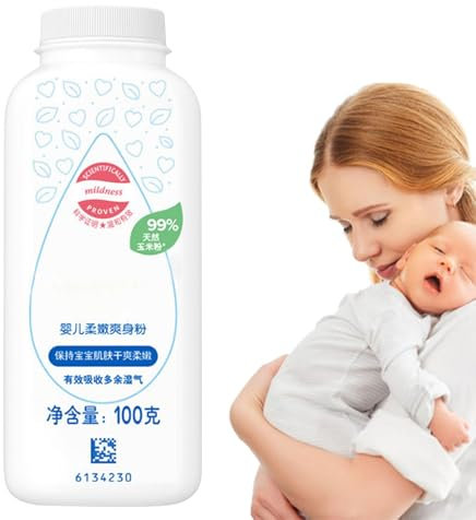 Zwxqe Bio-Babypuder, -Körperpulver, natürliches Maisstärke-Pulver, Feuchtigkeitsabsorbierendes Pulver, Bio-Hautpflege, Maisstärke Hautpflege, Kühlpulver für Kinder
