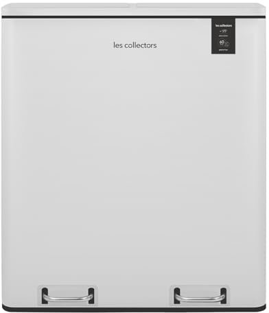 Les Collectors Papelera de reciclaje a pedal N°918 Capacidad 60 L, 2 Compartimentos 30 L, Cubos amovibles, Reciclaje, Clasificación selectiva, Cierre silencioso, Blanco