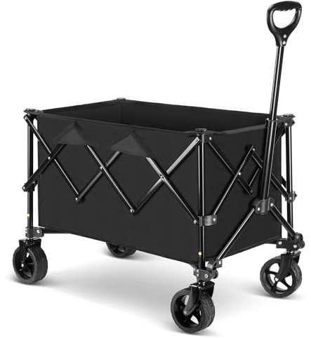 Carrello pieghevole da giardino, portatile, resistente, pieghevole, per sport, shopping, campeggio e sport all'aria aperta