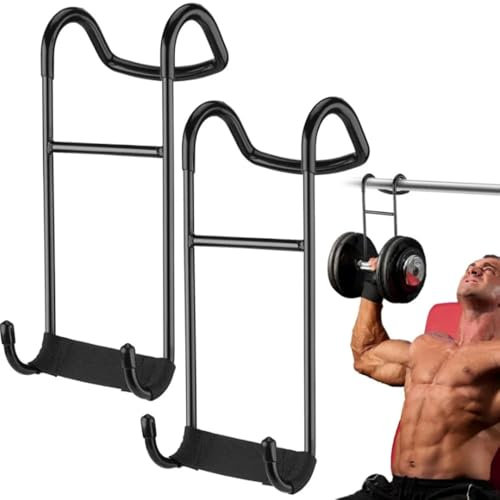 Juego de 2 Ganchos para Mancuernas, 250 Lbs de Capacidad de Carga, Ganchos Resistentes para Prensa de Banca, Levantamiento de Pesas de Fitness, Entrenamientos de Pecho y Hombros