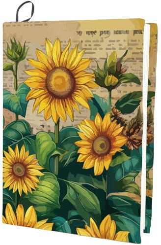 craspire Buchabdeckung Sonnenblume elastische Buchabdeckungen 15,7 x 9,8 Zoll Florale Buchhülle bis zu 9 x 11 Zoll dehnbares Tuch Stoff Wiederverwendbare Notebook Wraps Schutz für Hardcover Bücher