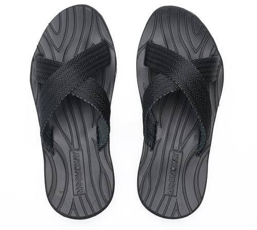 MGGMOKAY Hommes Cross Slide Sandales,Sandales d'été pour hommes,confortables et légères pantoufles,Noir,42