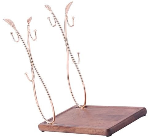 Portavasos de metal decorativo para 6 tazas grandes, elegante estante de tazas para presentación en la encimera de la cocina