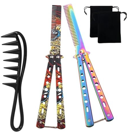CYUaoao 3 Stück Schmetterling Stil Kamm Faltbarer Taschenkamm Butterfly Kamm Hai Zahnkamm Strähnenkamm für Haarstyling Zubehör Training Verschiedenen Arten von Haaren Haarkamm