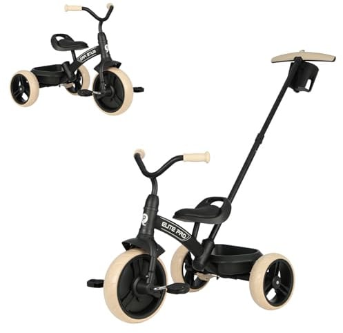 Kleinkind-Dreiräder für 2 bis 6 Jahre, 2-in-1-Kinder-Trikes-Fahrrad mit Schiebegriffen, verstellbar & abnehmbar, Schiebefahrrad mit Spielzeug-Aufbewahrungskorb für Jungen & Mädchen, Dreirad, Geschenk