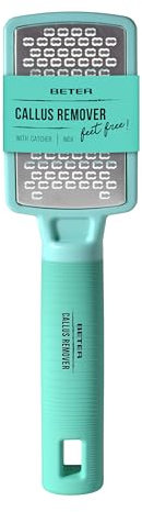 BETER - Raspador de durezas para pies con depósito Feet Free, Elimina callos y Piel Muerta, Quita durezas, Acero Inoxidable, Lima callos pies y talones, Ergonómico, Pedicura