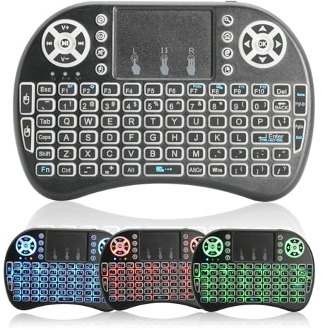 APKLVSR Mini Wireless Tastiera Keyboard with Touchpad, RGB Backlit Mini Tastiera Wireless with USB Receiver for Android Box, Smart TV, PC, Tablet, Xbox, HTPC, IPTV