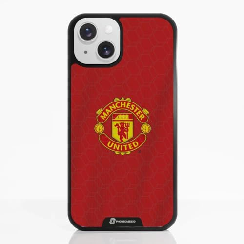 Phone Case for iPhone 13 Official Manchester United FC Black | PHONECASES3D-Patented 3D Effect Design-Officially Licensed-Shirt-Lightweight & Durable Protection