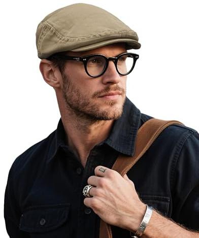 Clakllie Baumwolle Flatcap Herren Newsboy Cap Vintage Schiebermütze Tellermütze UV-Schutz Schirmmütze Gatsby Ivy Irish Hat