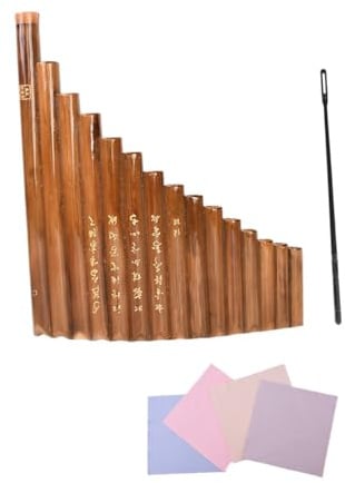 Chinesische Panflöte 15 Röhren aus Bambus Braun Weihnachten Mottoparty | Traditionelles Instrument, Klarer Klang, Praktisches Design, 1 Stück, Handwerklich Gefertigt Zufällige Farbe Zufälliger Stil
