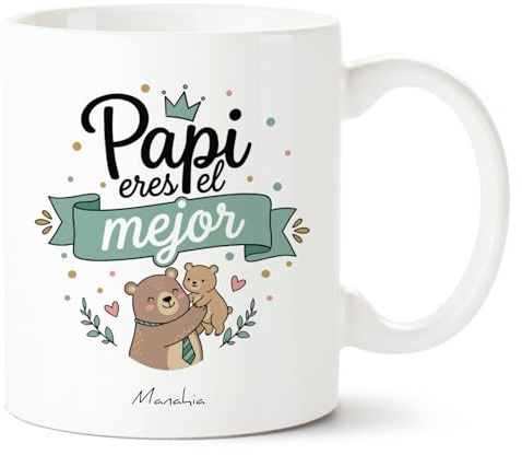 Manahia - Taza Papi Eres el mejor | Regalo Original Papá, Padre - Idea Sorpresa Día del Padre, Cumpleaños, Navidad | Caja Regalo Kraft