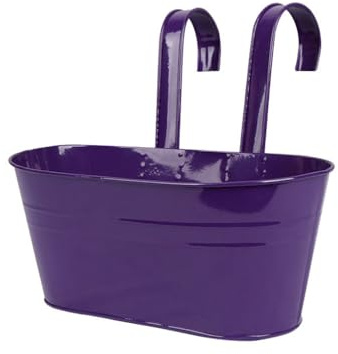 LIXSAZSE Jardinière murale légère suspendue avec détachable, pour l'extérieur, balcon en fer, Pots de fleurs suspendus sur balustrade, Violet