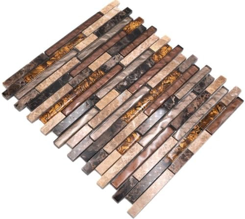 Composite Crystal Transparent Verre Carreaux Mosaïque/Marbre Mix Beige/marron