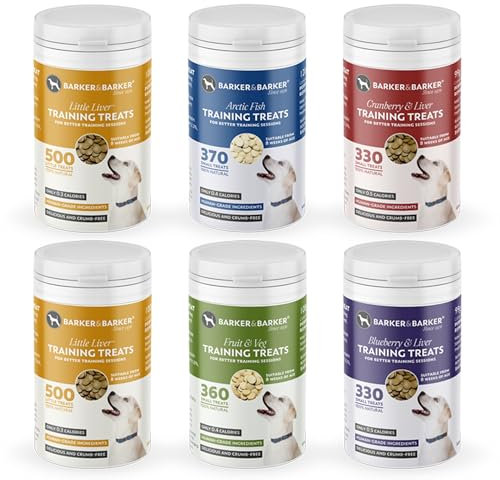 Barker and Barker Grain Free Dog Training Treats Multi Pack - 6 Pots of Small Treats | Low Calorie, High in Protein & B Vitamins | No Artificials - 100% Human-Grade for Puppies & Small Breed Dogs