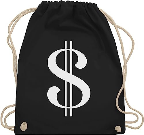Turnbeutel Rucksack - Karneval & Fasching - Taschen - Dollar Zeichen Money I Räuber I Dieb I Panzerknacker I Geld I Bankräuber - Unisize - Schwarz - sack mit dollarzeichen karnevalsbeutel