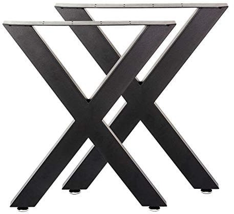 WilTec Pieds de Table en Forme de X - 600 x 40 x 720 mm - Couleur Noire - en Acier - Revêtement par Poudre - Piètement Meuble - Piètement Support Bureau pour Plan de Travail Salle à Manger