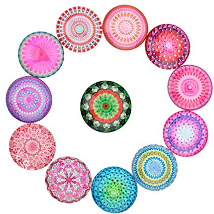 Milisten Jewelry Making Charms 20pcs Round Kaleidoscope Patch for Bracelet Making Kits