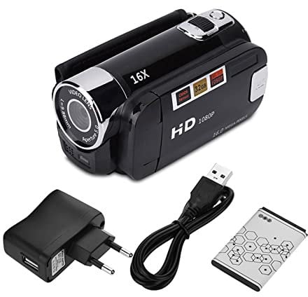 ASHATA Videoaufzeichnungs-Camcorder, Full HD 270 ° Drehung 720P 4X High Definition Digital Camcorder Video-DV-Kamera mit 270 ° Drehung 2,4 Zoll-LCD-Bildschirm(Schwarz)