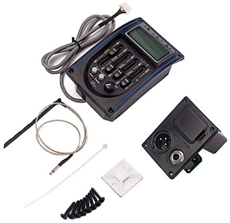 Milisten Gitarre 4-Band EQ Equalizer Ton und Lautstärke Verstärker Vorverstärker Piezo Pickup mit Digital Tuner Gitarrenzubehör (Schwarz)