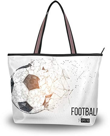 BKEOY große Damen-Hand-/Schulter-/Llaptop-Tasche mit Punkten, Triangel, Fußball-Tote, Reißverschluss, Einkaufstasche, Organizer, Gepäck, Mehrfarbig - multi - Größe: Large