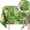 Grüne tropische Dschungel-Tischdecke, abwischbar, Textiloptik, rechteckig, 250 x 140 cm, 8 Sitzplätze, wasserdicht, abwischbare Kunststoff-Tischdecke – Outdoor Dining – Tukan-Vögel, Palmenblätter