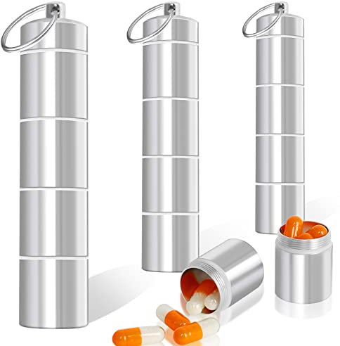Metal Pillenbox 3 Stück Wasserdichte Pillendose Pillen-box Schlüsselanhänger Kleine Tablettendose Tablettendose Schlüsselanhänger Tragbare Pillenbox