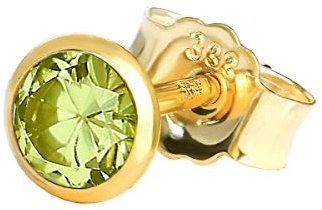 NKlaus Einzel Ohrstecker echt Peridot Gelbgold 333 8 Karat Gold 4,0mm kleine Ohrring 7997