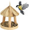 Relaxdays Vogelfutterhaus, Holz, Futterhaus zum Aufhängen & Stellen, HxD: 21 x 18 cm, Futterstelle für Wildvögel, Natur