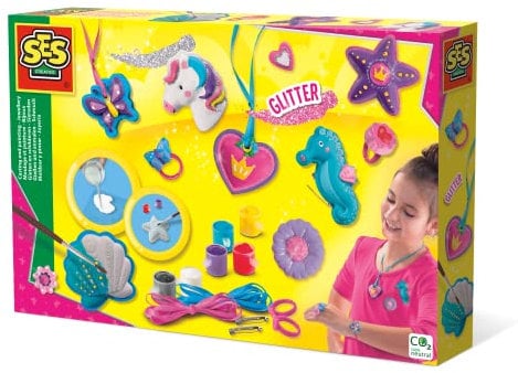 SES Creative 01291 - Schmuck Selber Machen Gips Gießen, Kreatives Bastelset für Kinder, Diverse Farben