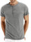 Sailwind Mens T Shirts Summer Henley Grandad Tshirt Soft Cotton Muscle Fit T Shirts Short Sleeve Men Tops(Grey,M)