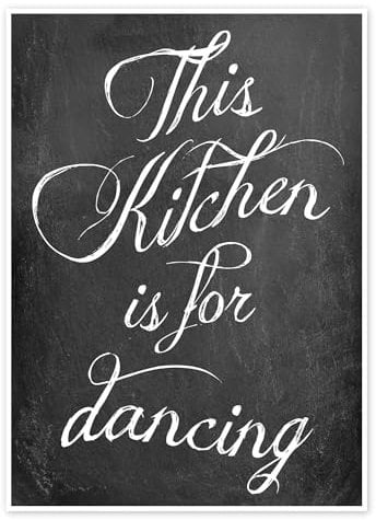 This kitchen is for dancing Poster von GreenNest 30 x 40 cm Schwarz-Weiß Wandbilder Wanddeko