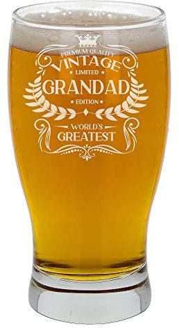 Regalos para papá Vintage World's Greatest Dad Grabado Pinta Vaso de cerveza Regalo para padres Grabado Sidra Lager Cerveza Tulipán Pinta Vasos
