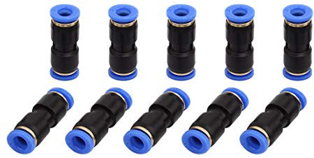 SNS 10 Stück Gerade Pneumatik Push In Fitting Druckluft Steckverbinder Schnellsteckverbinder Schlauchanschluss Steckanschluss Steckverschraubung (6 mm)