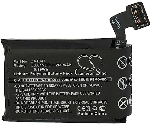 vhbw batteria compatibile con Apple Watch serie 3 GPS 38mm smartwatch orologio bracciale fitness (260mAh, 3,81V, Li-Poly) + set utensili