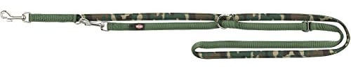 TRIXIE Hundeleine Premium M–L, 2,00 m 20 mm in Camouflage/waldgrün - verstellbare Leine mit belastbaren Gurtband - für mittelgroße bis große Hunde - 1987623
