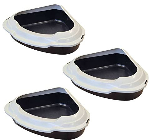 3er Sparpack Katzentoilette Ecktoilette XXL Schalentoilette Memphis schwarz-weiß