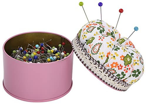Wnvivi 500 Stück Glas-Quiltnadeln mit Box und Nadelkissen, Mehrfarbige Glasnadeln, DIY-Corsage-Nadeln, Nähnadeln für Schneiderinnen