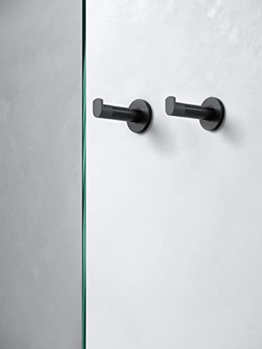 Keuco Handtuchhaken Set 2 Stück, schwarz matt, aus Metall, für Badezimmer und Gäste-WC, Wandhaken für Handtücher und Bademäntel, Plan Black Selection