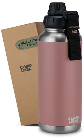 Campo Libre.® Umberto I Premium Botella de acero inoxidable de 1 l, 2 l, 400 ml, termo, botella de agua aislada, termo a prueba de fugas, apta para ácido carbónico, apta para lavavajillas