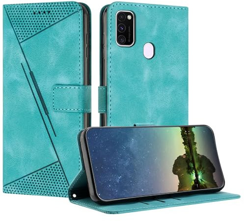 Mo-Beauty Handyhülle für Samsung Galaxy M30S / M21, PU Leder Brieftasche Klapphülle Magnetic Standfunktion Kartenfach Schutzhülle hülle für Samsung M30S/M21 - Hellblau