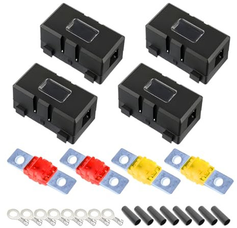 CGEAMDY 4 Stück ANS Sicherungshalter, Sicherungshalter Für Sicherungen Mit Schutzabdeckung, Sicherungshalter Und Mini-Autoabdeckung, Für Bussen, Wohnwagen(60A/80A)