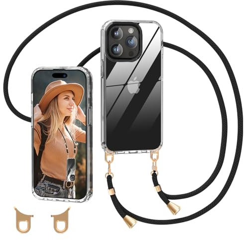 Dniodio Handykette Hülle für iPhone 15 Pro Max Hülle Silikon Necklace(abnehmbar) Hülle mit Kordel zum Umhängen TPU Handy Schutzhülle mit Band （6.7）