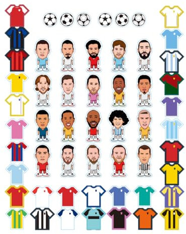 HNTR Fußball Aufkleber | 56 Fußball Sticker für Scrapbook, Stickerbuch, Laptop, Kindle & mehr