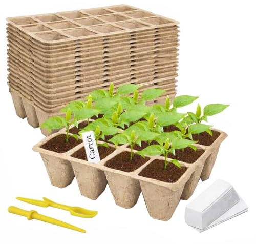 Thuro Kit de démarrage de semences à 120 cellules, lot de 12 pots biodégradables