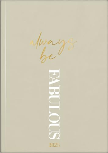 rido/idé Buchkalender Young Line (2025) „Fabulous“, 2 Seiten = 1 Woche, A5, 160 Seiten, Kunstleder-Einband, hellgrau