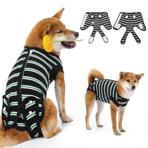 VavoPaw Hunde Erholungsanzug, Hund Anti-Lecken Genesungsanzug nach Operation, E-Kragen Alternative für Welpe Katze, Weicher Atmungsaktiver Schlafanzug mit Klettverschluss, XL Schwarz